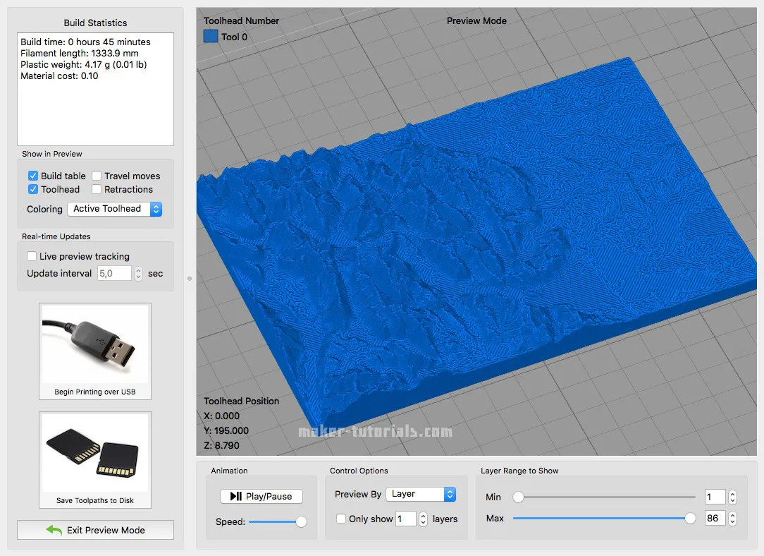 Simplify3D 3D topographische Karte