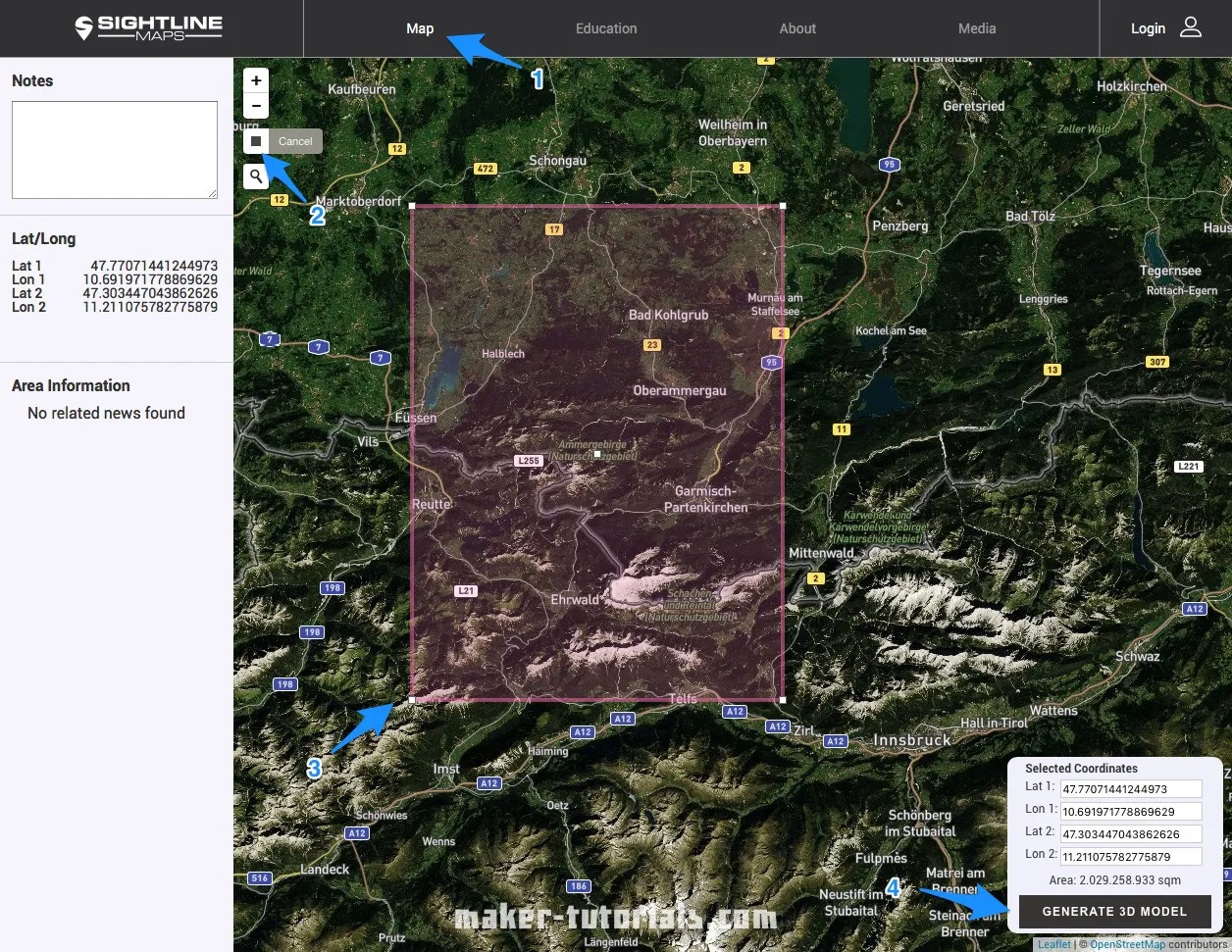  topographische Karte sightline maps