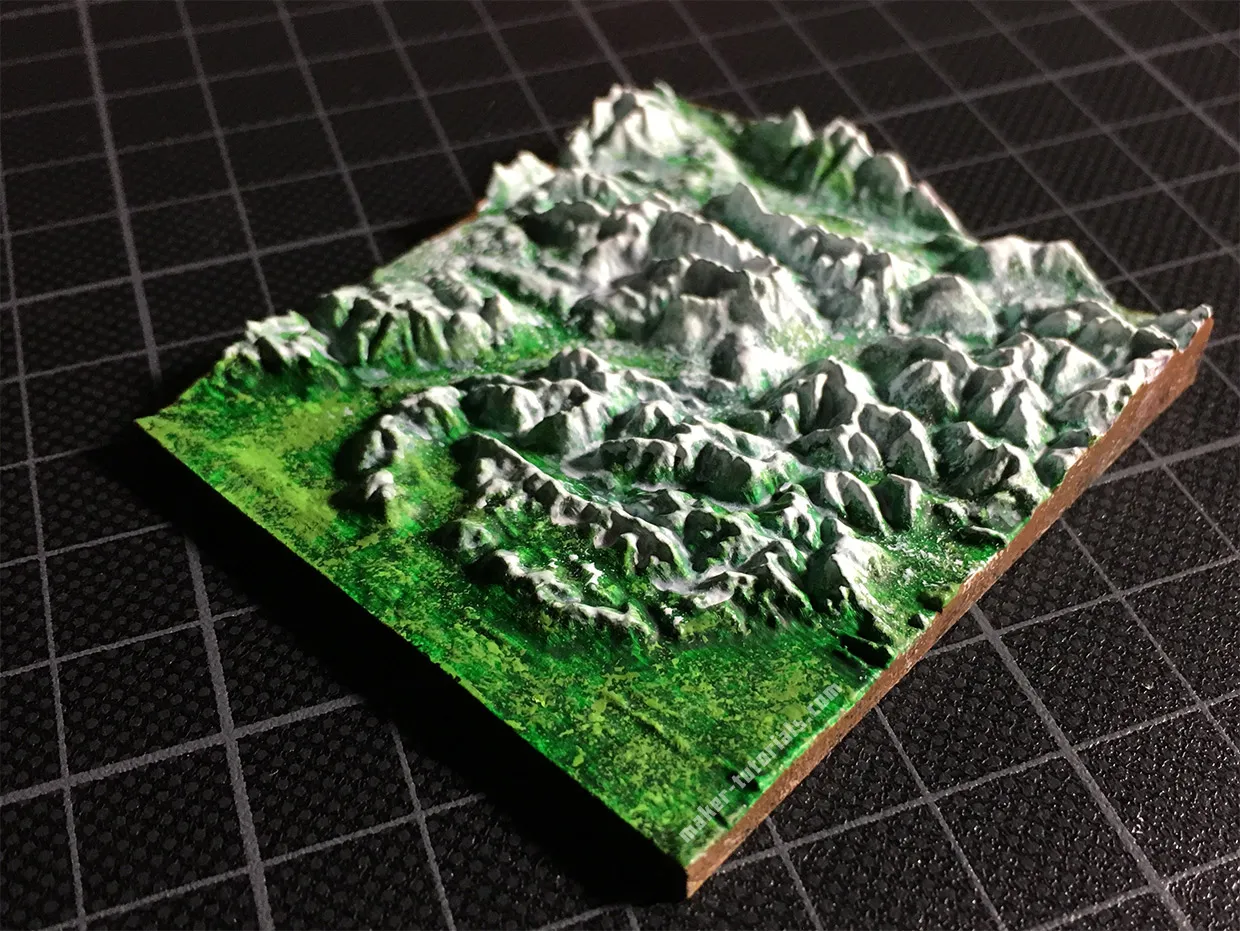 3D Modell Landkarte Berg Zugspitze Acryl Farben bemalt