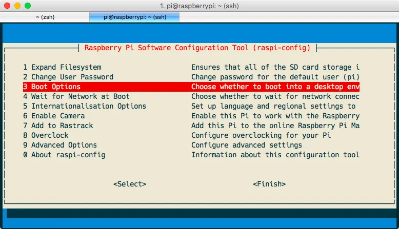 Raspberry Pi Benutzer automatisch anmelden: raspi-config - Boot Options