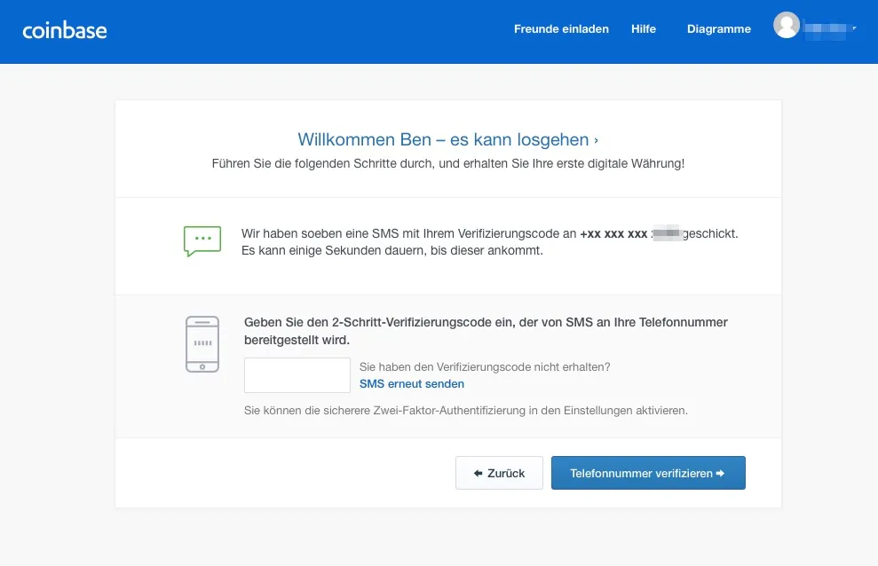 Coinbase Telefonnummer verifizieren - coinbase binance tron ripple verge bitcoin ethereum einfach kaufen
