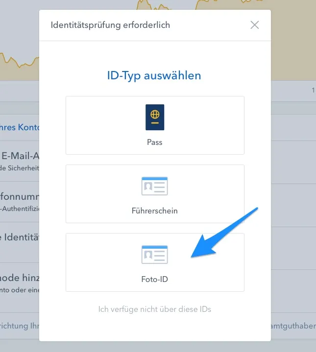 Foto ID Ausweis verifizieren - coinbase binance tron ripple verge bitcoin ethereum einfach kaufen