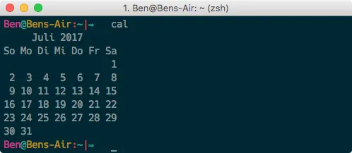 Terminal CLI Kalender anzeigen