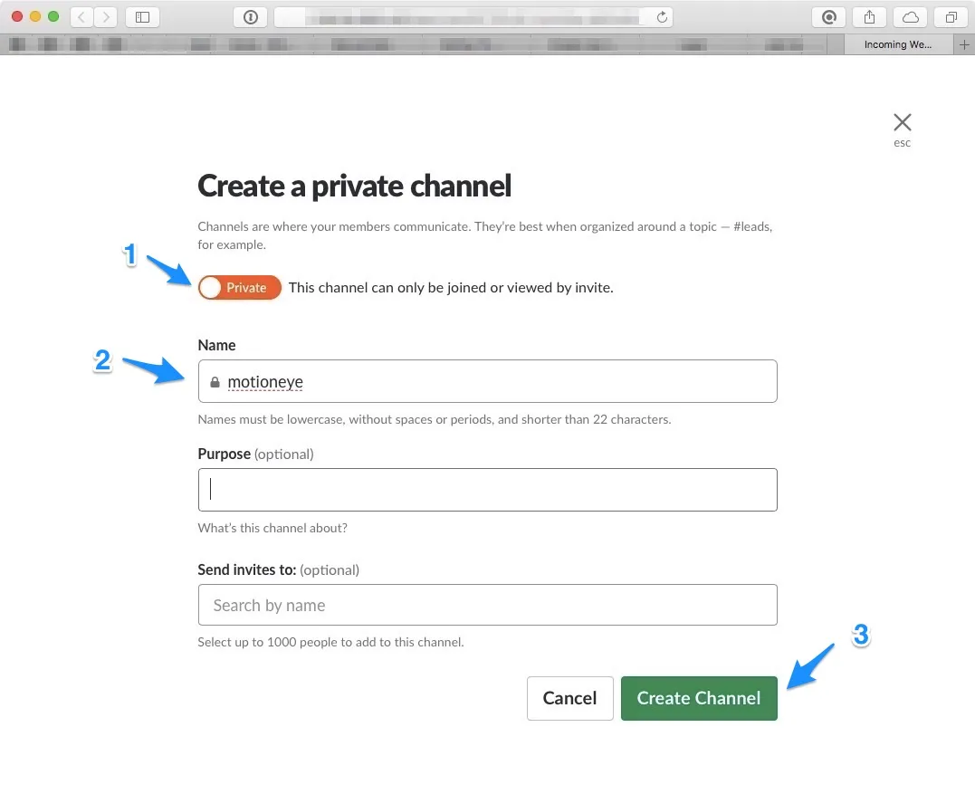 motioneyeos slack push notification motion bewegungserkennung benachrichtigung 