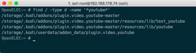 CLI Youtube Plugin Ordner suchen