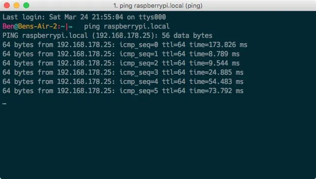 Raspberry Pi Netzwerk Ping test