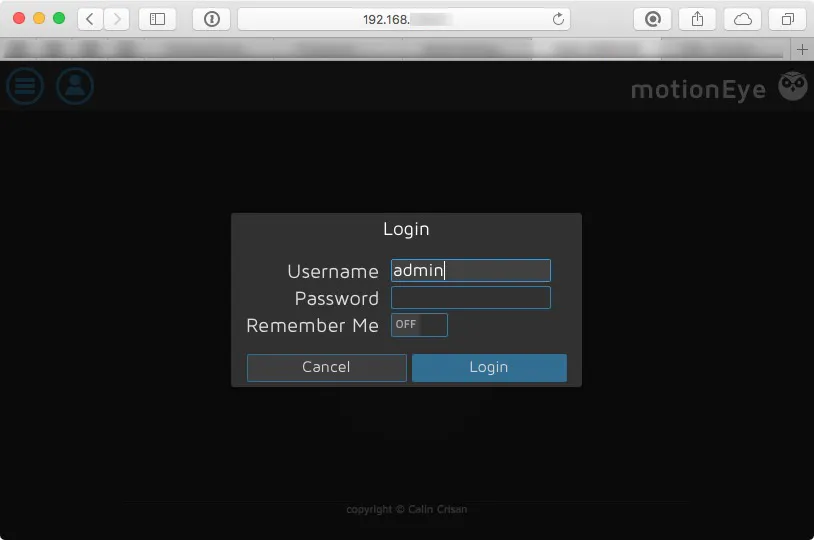 Überwachungskamera mit Raspberry Pi MotionEyeOS Admin Benutzer Passwort Standard