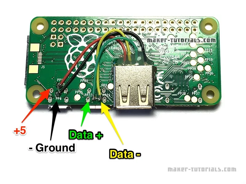 Raspberry Pi Zero USB Type-A Buchse Female add erweitern anlöten Pinout Pin Belegung