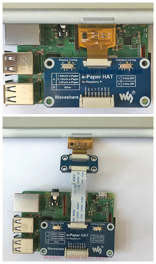 Waveshare e-paper eink display raspberry pi 3 driver hat
