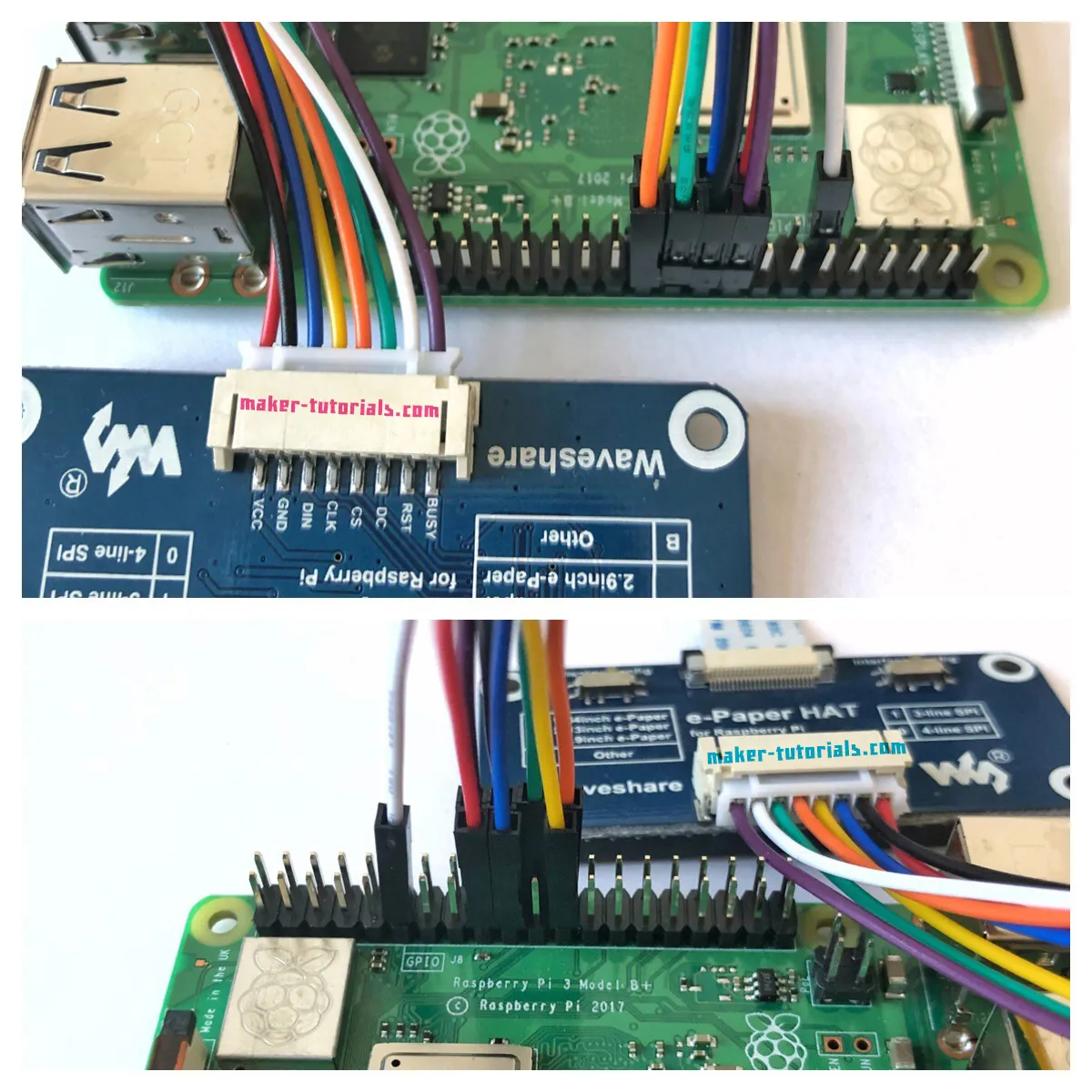 Waveshare e-paper eink display driver hat raspberry pi gpio pin pinout