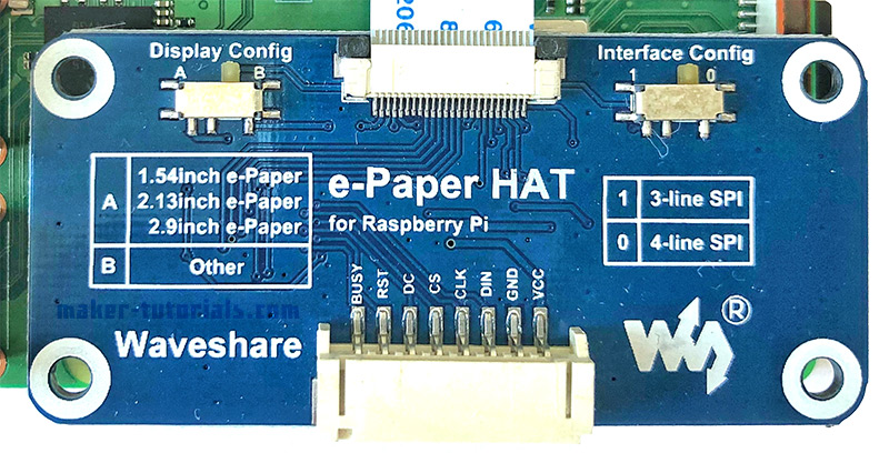Waveshare e-paper Driver HAT Raspberry Pi 3